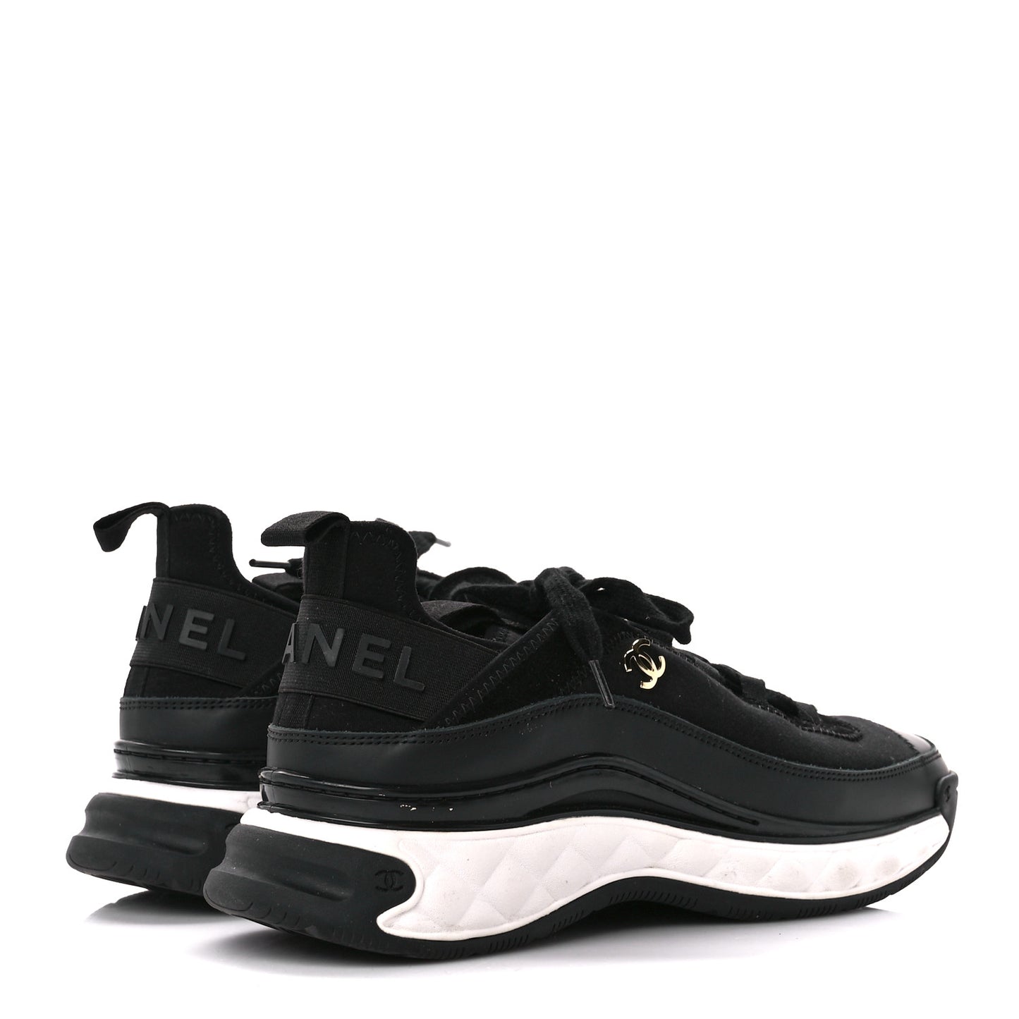 Velvet Calfskin Mixed Fibers CC Sneakers 40 Black