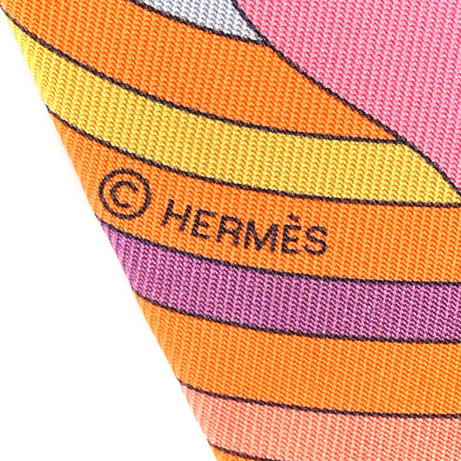 Hermes Silk Carres Volants Twilly Orange Rose Malaba 4 of 4