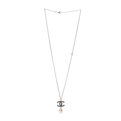 Chanel Enamel CC Baroque Pearl Drop Necklace Black Gold 3 of 6