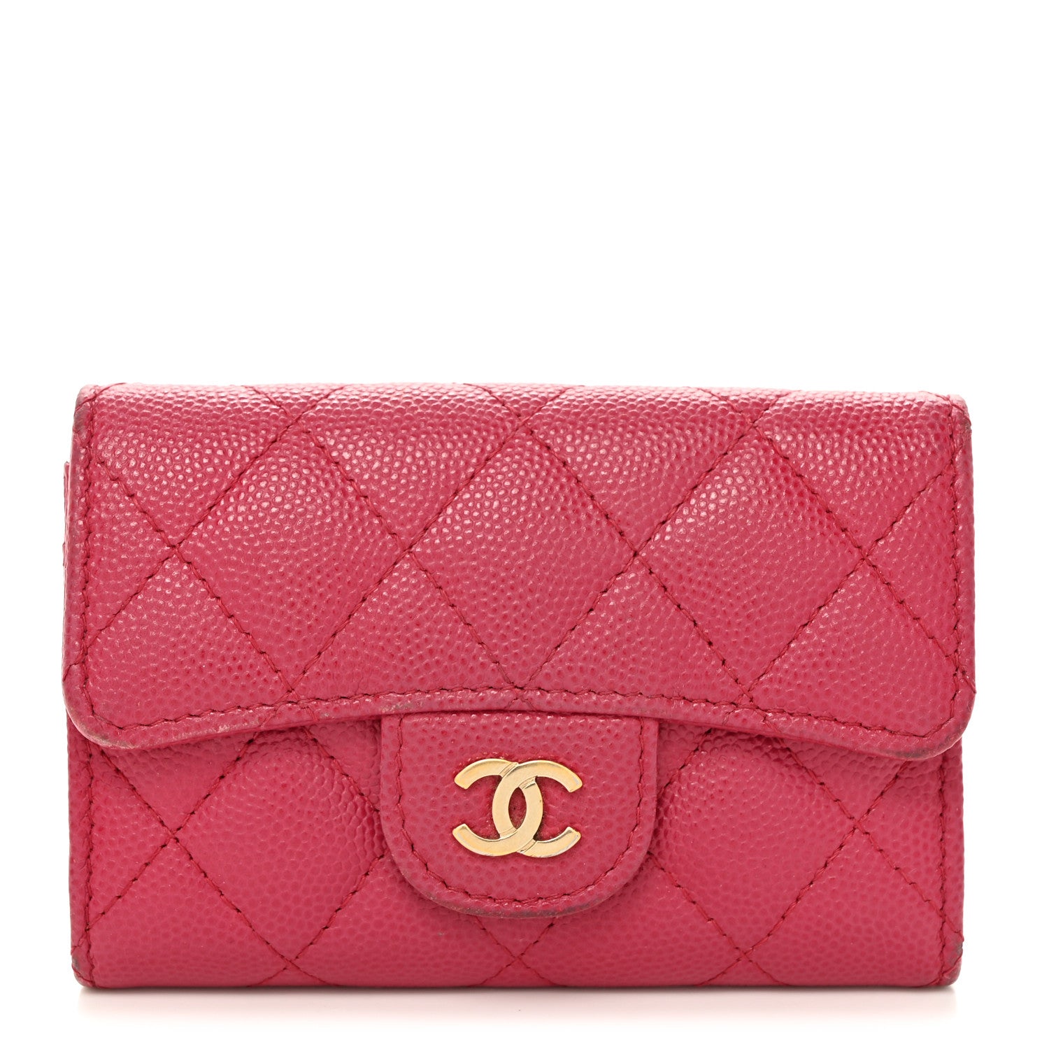 Chanel Caviar Quilted Flap Card Holder Wallet Dark Pink 1 of 11