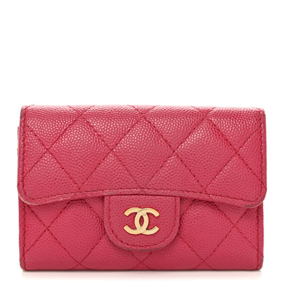 Chanel Caviar Quilted Flap Card Holder Wallet Dark Pink 1 of 11