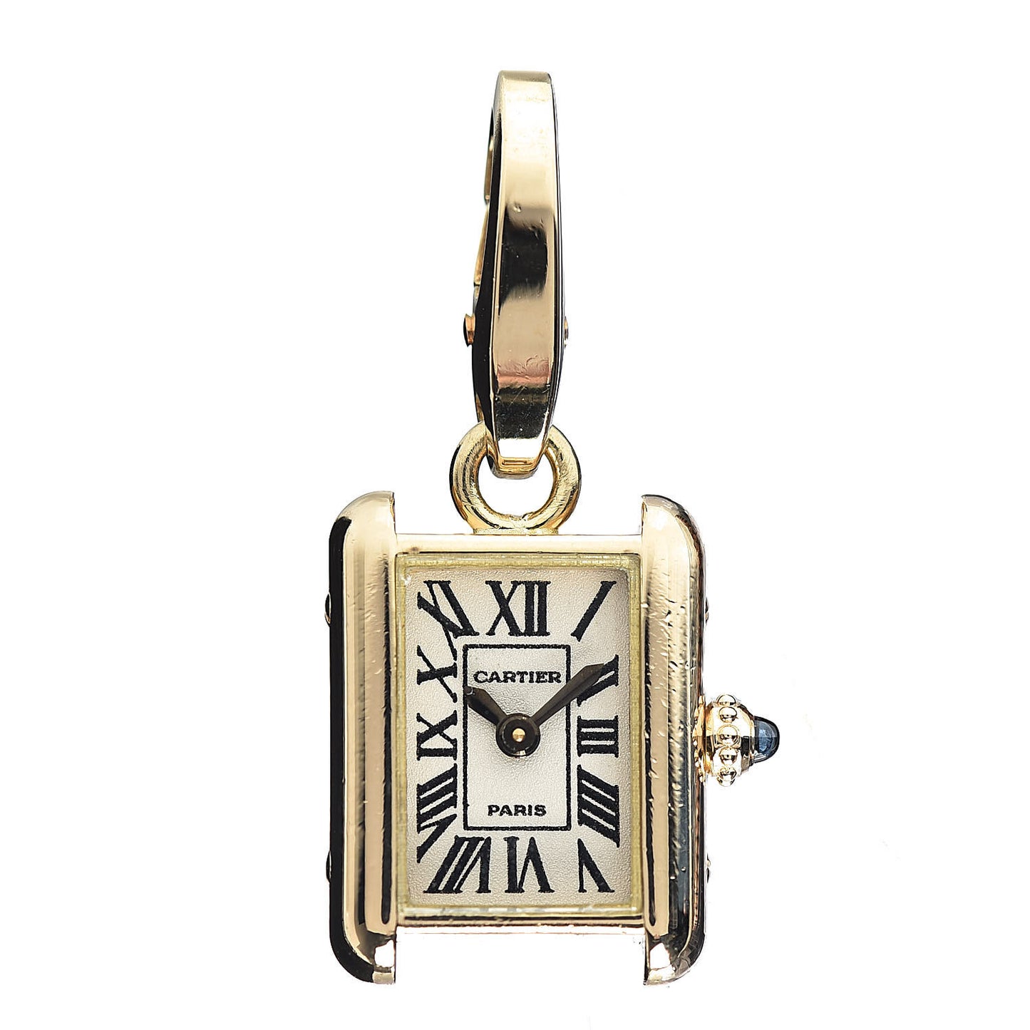 18K Yellow Gold Tank Watch Charm Pendant