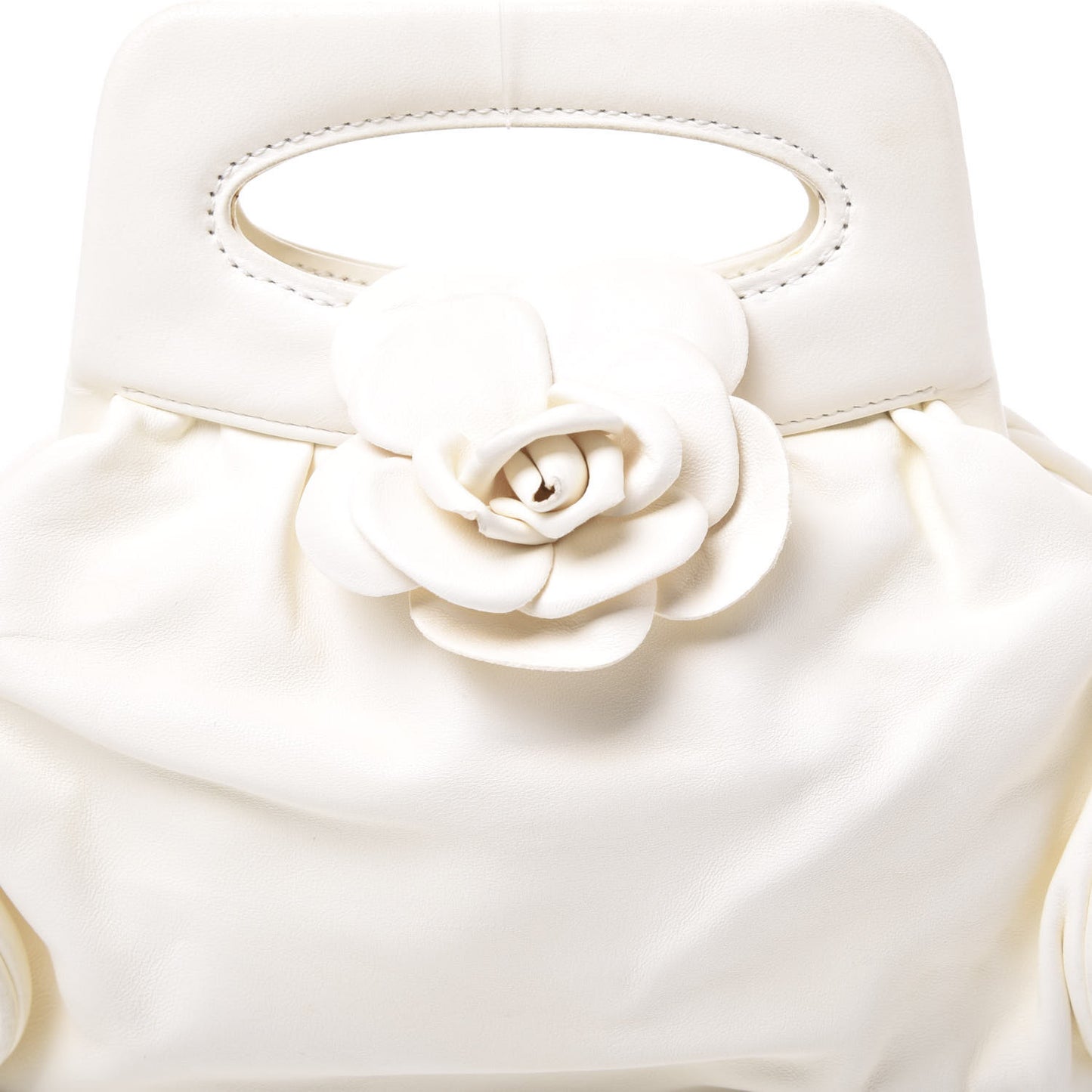 Lambskin Camellia Handbag White