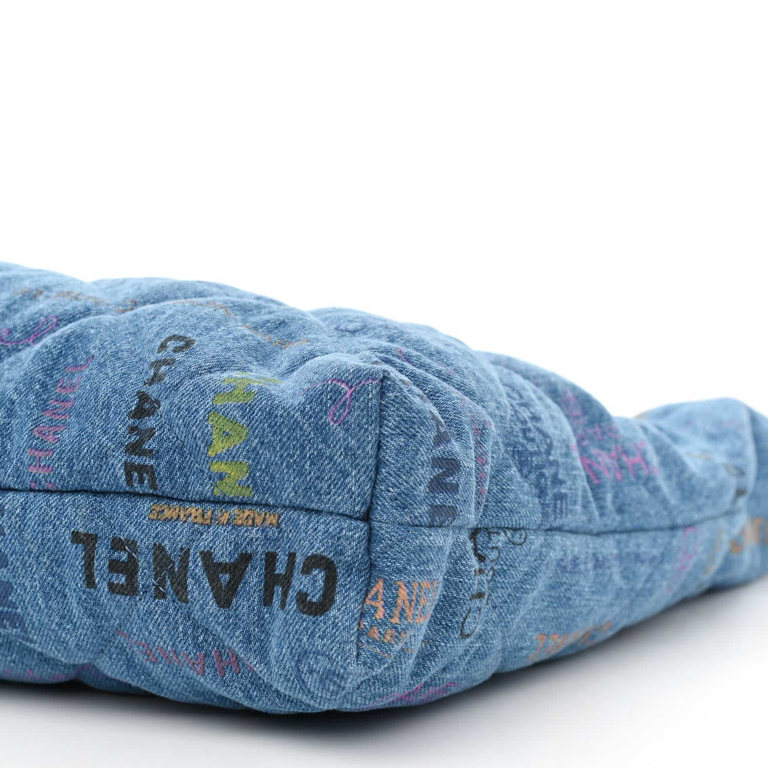 Chanel Denim Quilted Denim Mood Maxi Shopping Bag Blue Multicolor 10 of 11