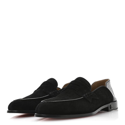 Christian Louboutin Crosta Alligator Embossed Mens Penny No Back Flat 42.5 Black 4 of 8