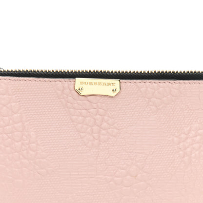 Burberry Signature Grain Calfskin Check Embossed Peyton Crossbody Clutch Bag Pale Orchid 9 of 11