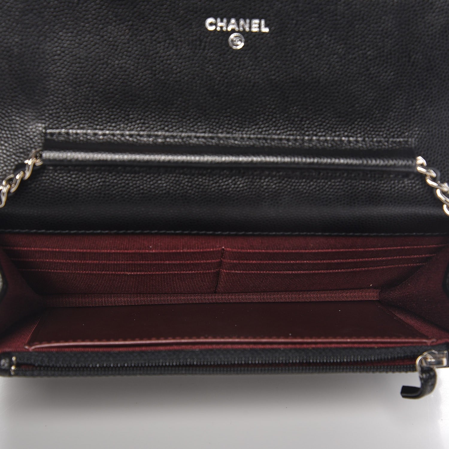 Chanel Caviar Chevron Quilted Wallet On Chain WOC Black 5 of 9