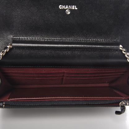 Chanel Caviar Chevron Quilted Wallet On Chain WOC Black 5 of 9