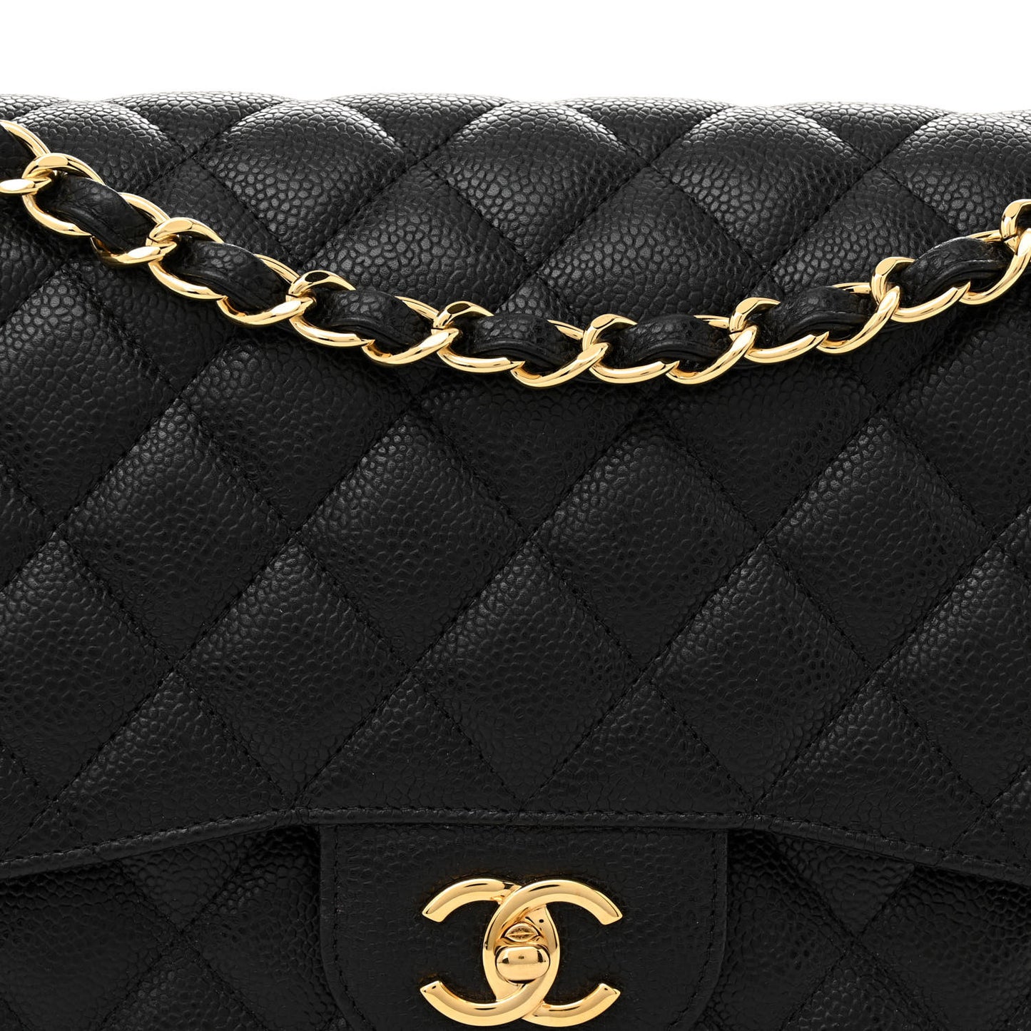 Caviar Quilted Jumbo Double Flap Black