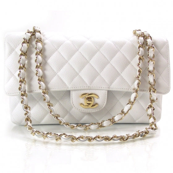 Chanel Caviar Quilted Medium Double Flap White 1 of 12
