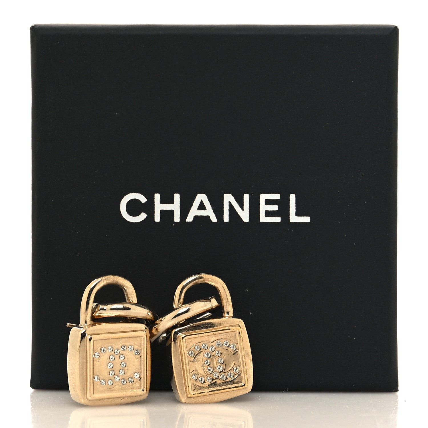 Chanel Metal CC Lock Drop Earrings Gold 5 of 5