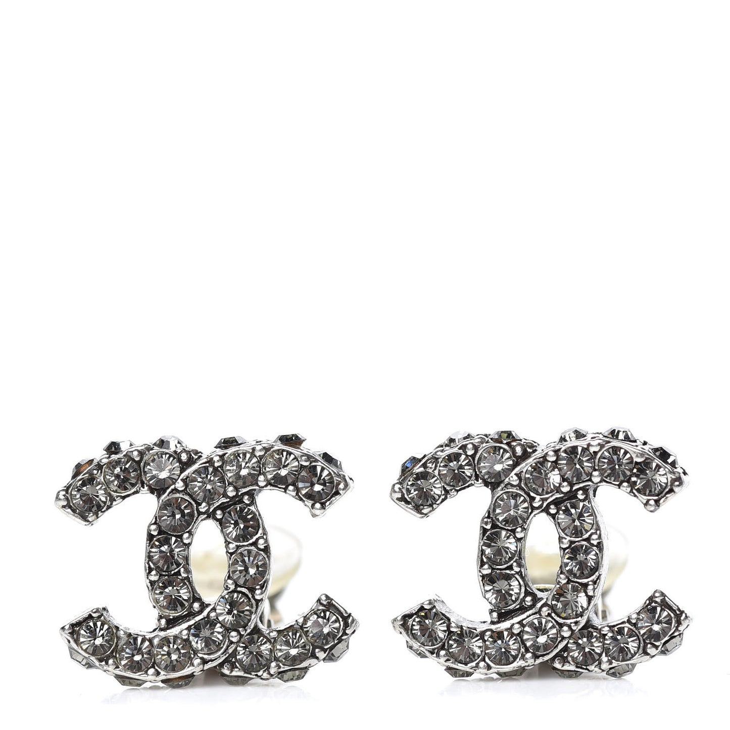Crystal CC Clip On Earrings Silver
