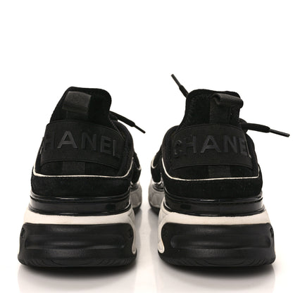 Chanel Velvet Calfskin Mixed Fibers CC Sneakers 39 Black 5 of 9