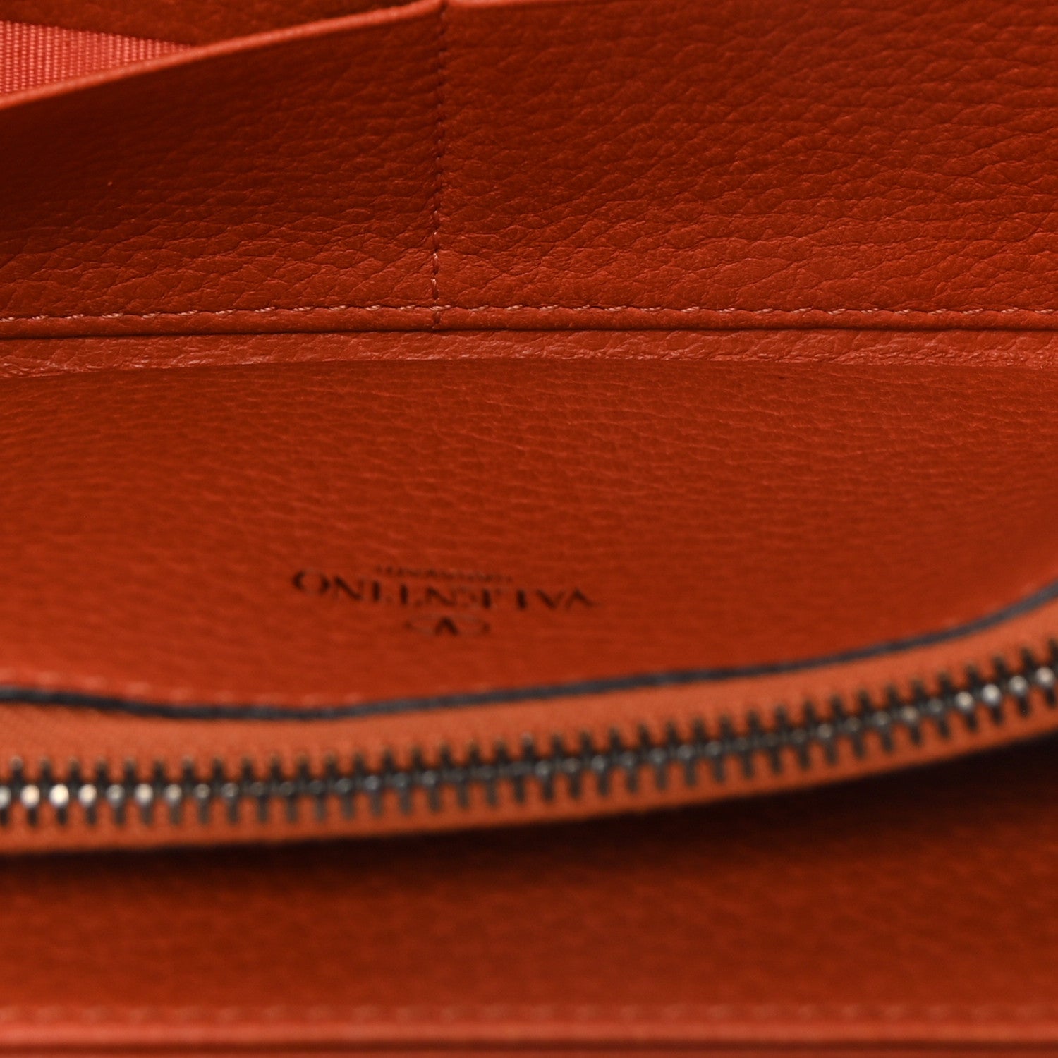Valentino Garavani Grained Calfskin Rockstud Zip Around Wallet Orange 5 of 8
