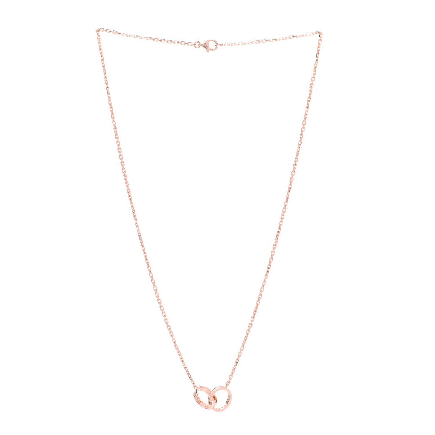 Cartier 18K Pink Gold Diamond Interlocking LOVE Necklace 3 of 6