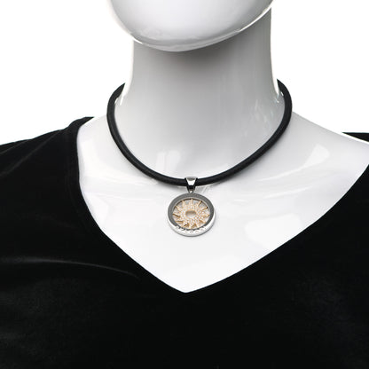 Bulgari Stainless Steel 18K Yellow Gold Diamond Large Tondo Sun Pendant Necklace 2 of 5