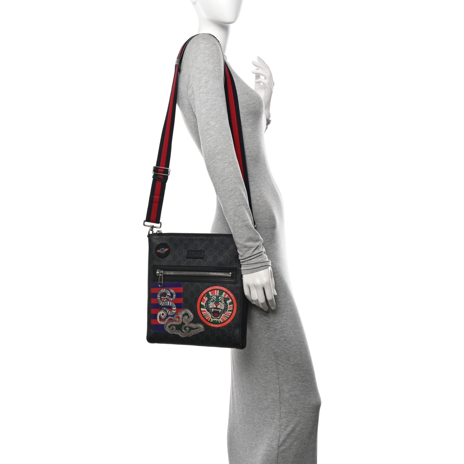 Gucci GG Supreme Monogram Night Courrier Flat Messenger Bag Black Multicolor 2 of 18