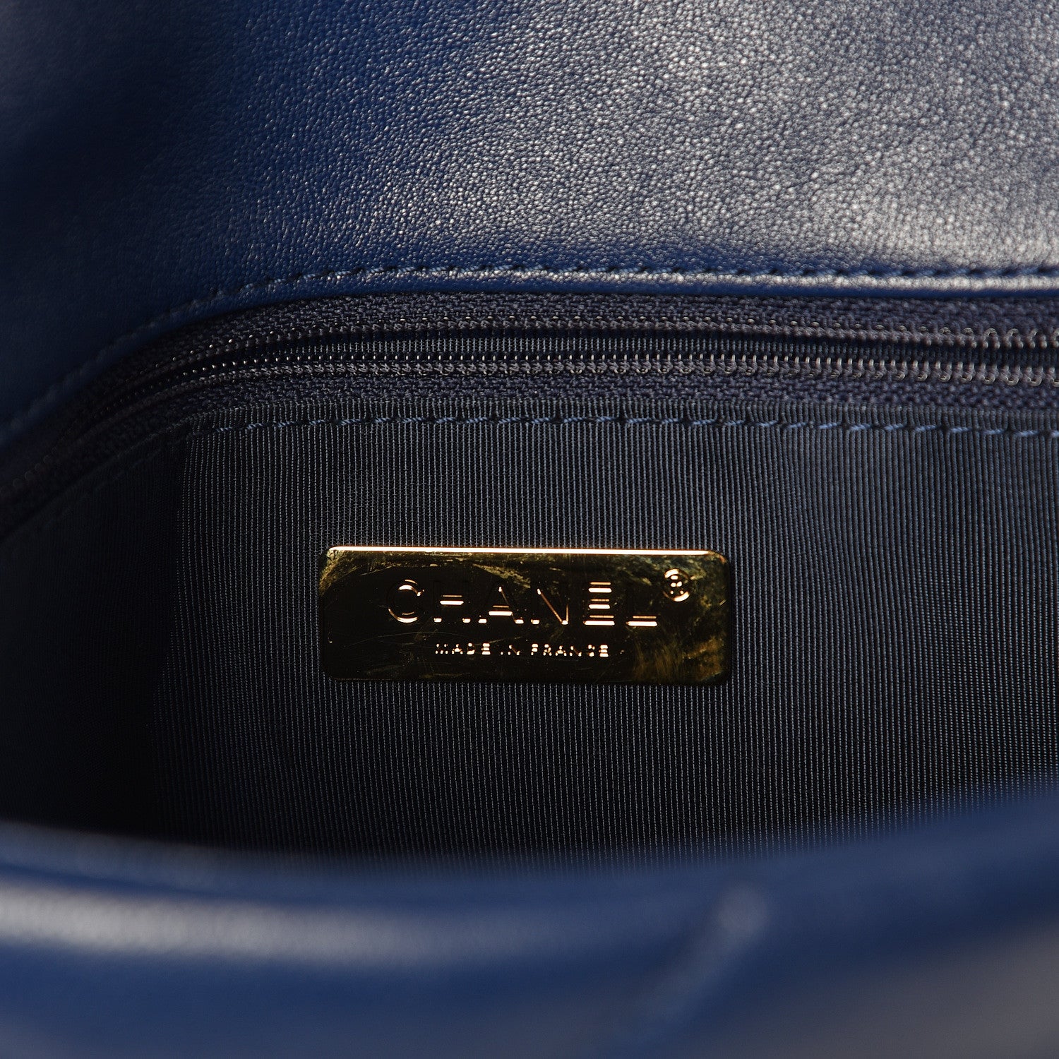 Chanel Goatskin Quilted Medium 19 Flap Dark Blue 7 of 11