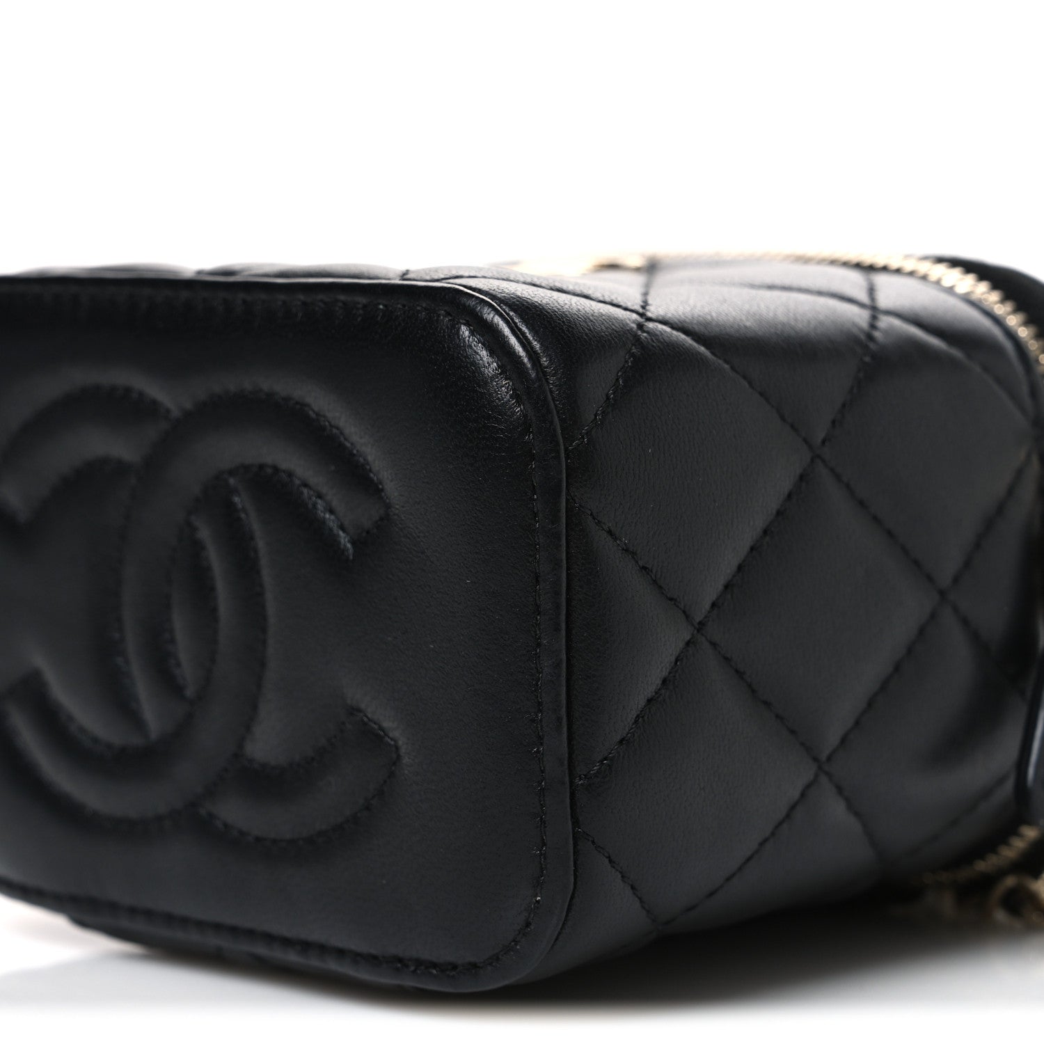Chanel Lambskin Quilted Top Handle Mini Vanity Case With Chain Black 10 of 10