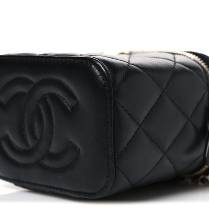 Chanel Lambskin Quilted Top Handle Mini Vanity Case With Chain Black 10 of 10