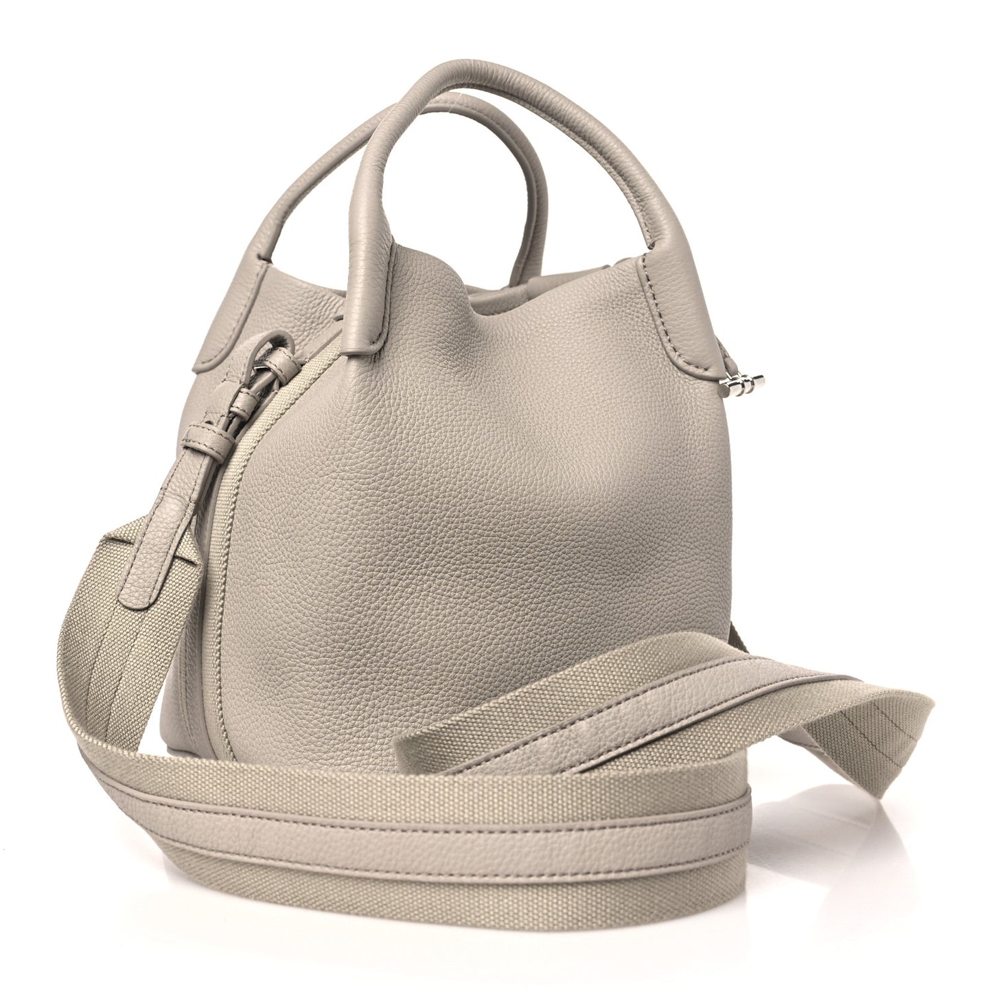 Grained Calfskin Small Bale Bag Dust Stone