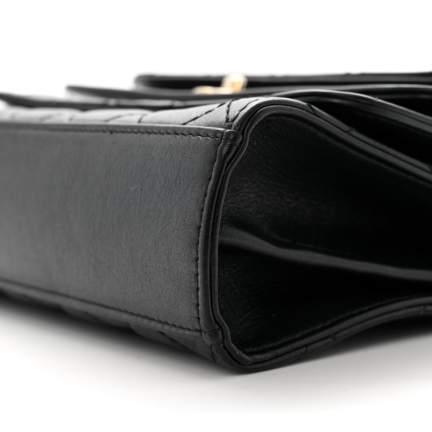 Calfskin Quilted Triple Flap Black