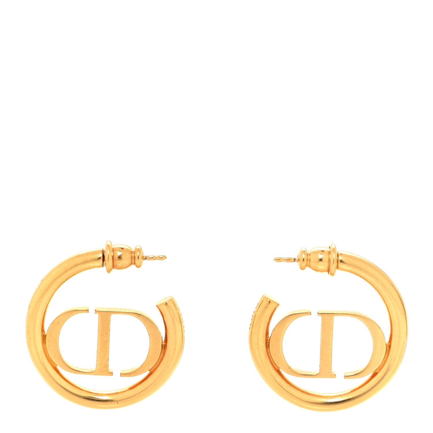 Christian Dior Metal 30 Montaigne Hoop Earrings Aged Gold 1 of 5