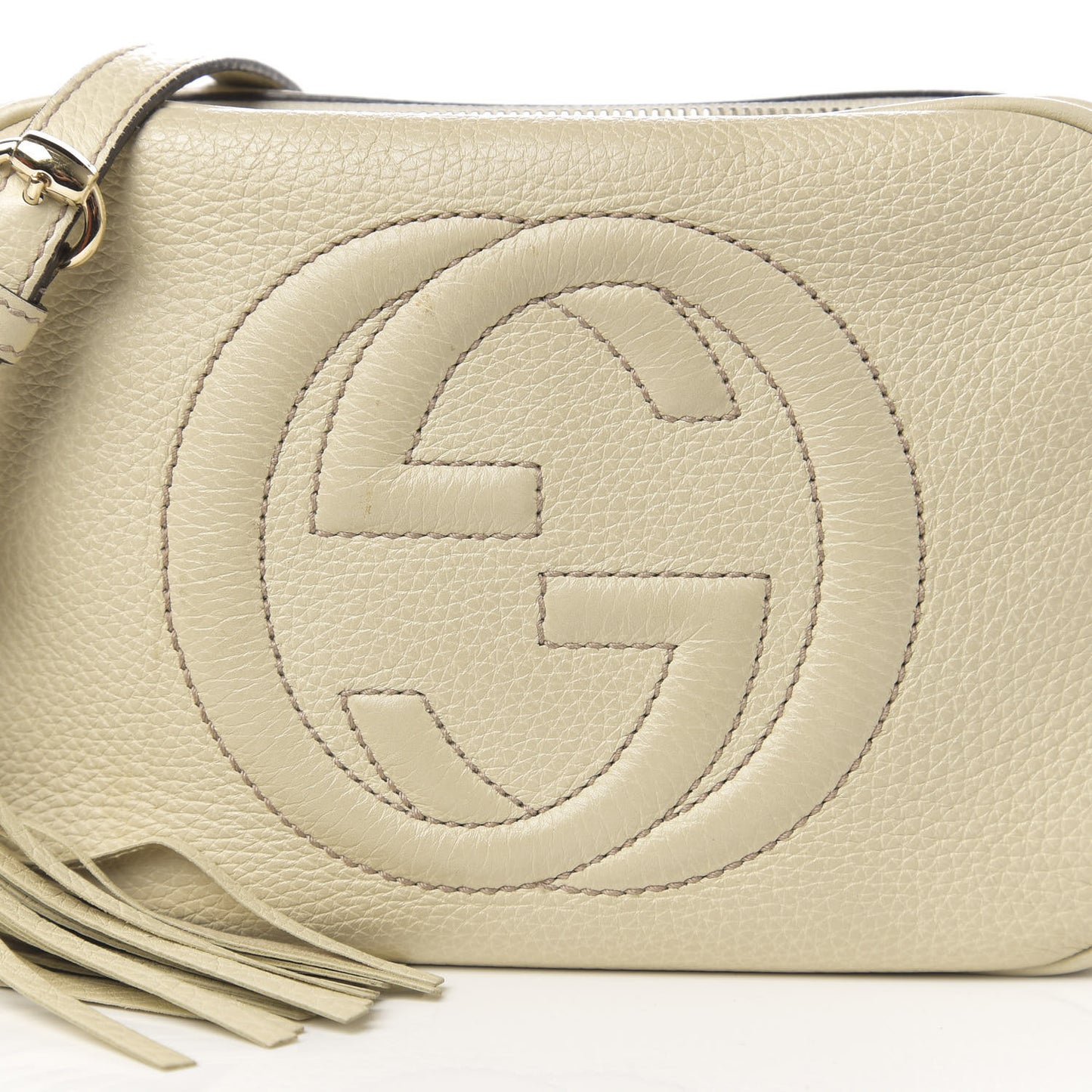 Pebbled Calfskin Small Soho Disco Bag Off White