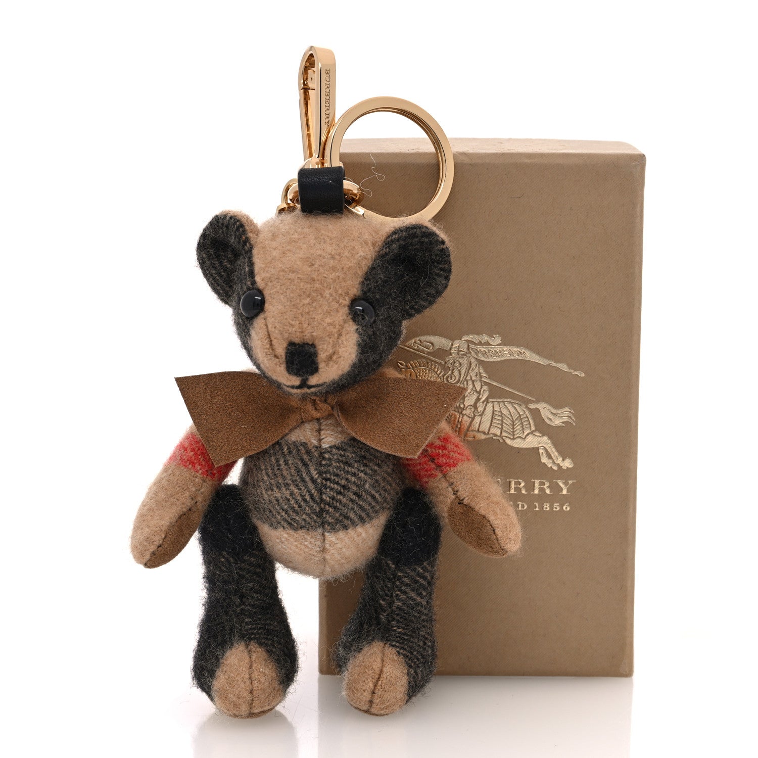 Burberry Cashmere House Check Thomas Bear Bag Charm Camel Gold 4 of 4