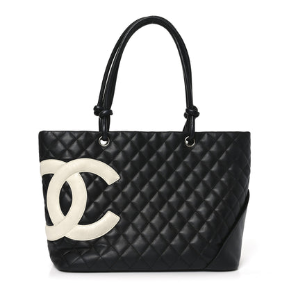 Chanel Calfskin Quilted Large Cambon Tote Black White 1 of 10