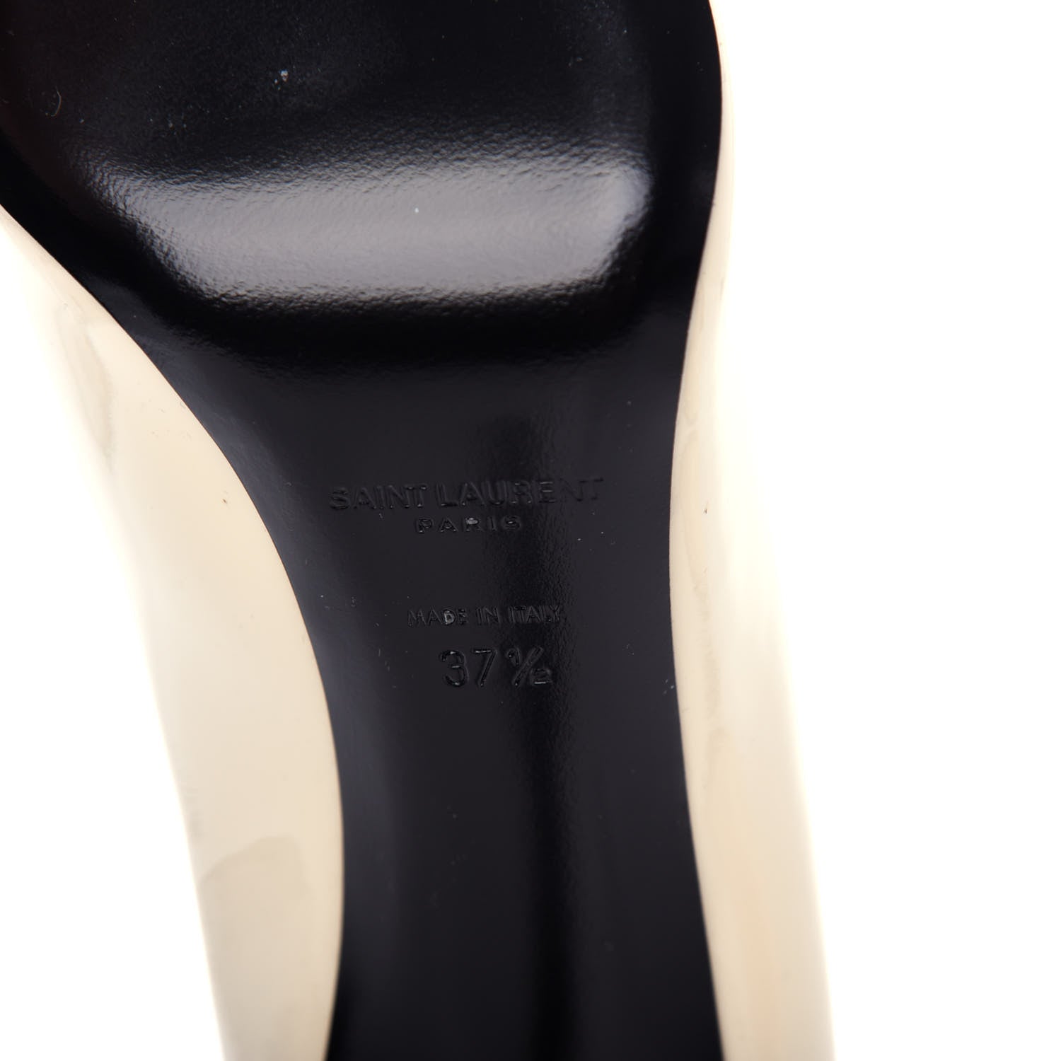 Saint Laurent Patent Calfskin Teddy High Vamp 105 Pumps 37.5 White 9 of 11