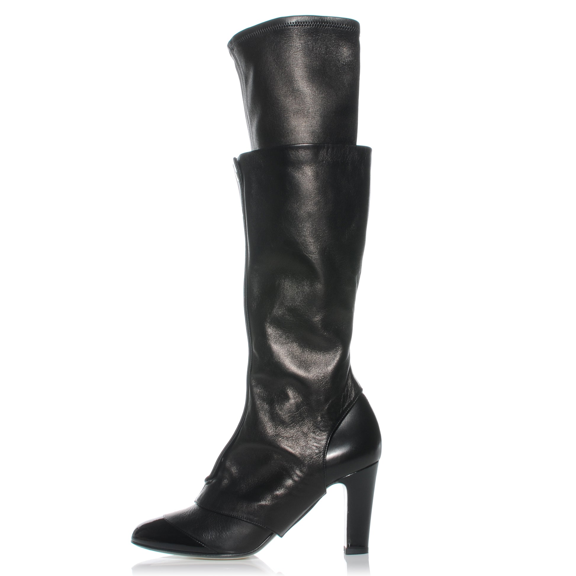 Chanel Leather Equestrian Tall Boots 39.5 Black 1 of 8