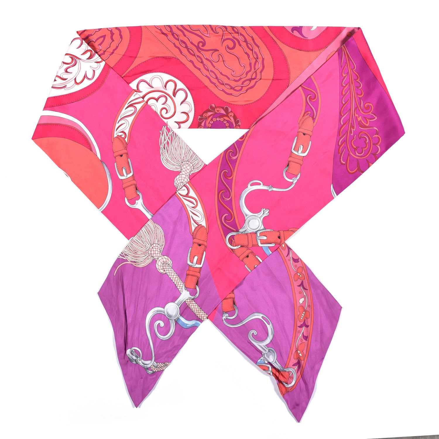Hermes Silk Festival des Amazones Maxi Twilly Fuchsia Rose Indien Corail 1 of 3