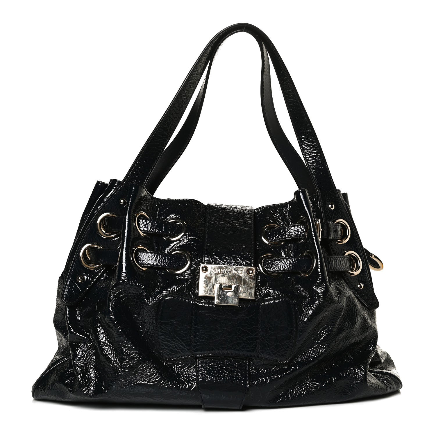 Jimmy Choo Crushed Patent Riki Bag Blue 2 of 14