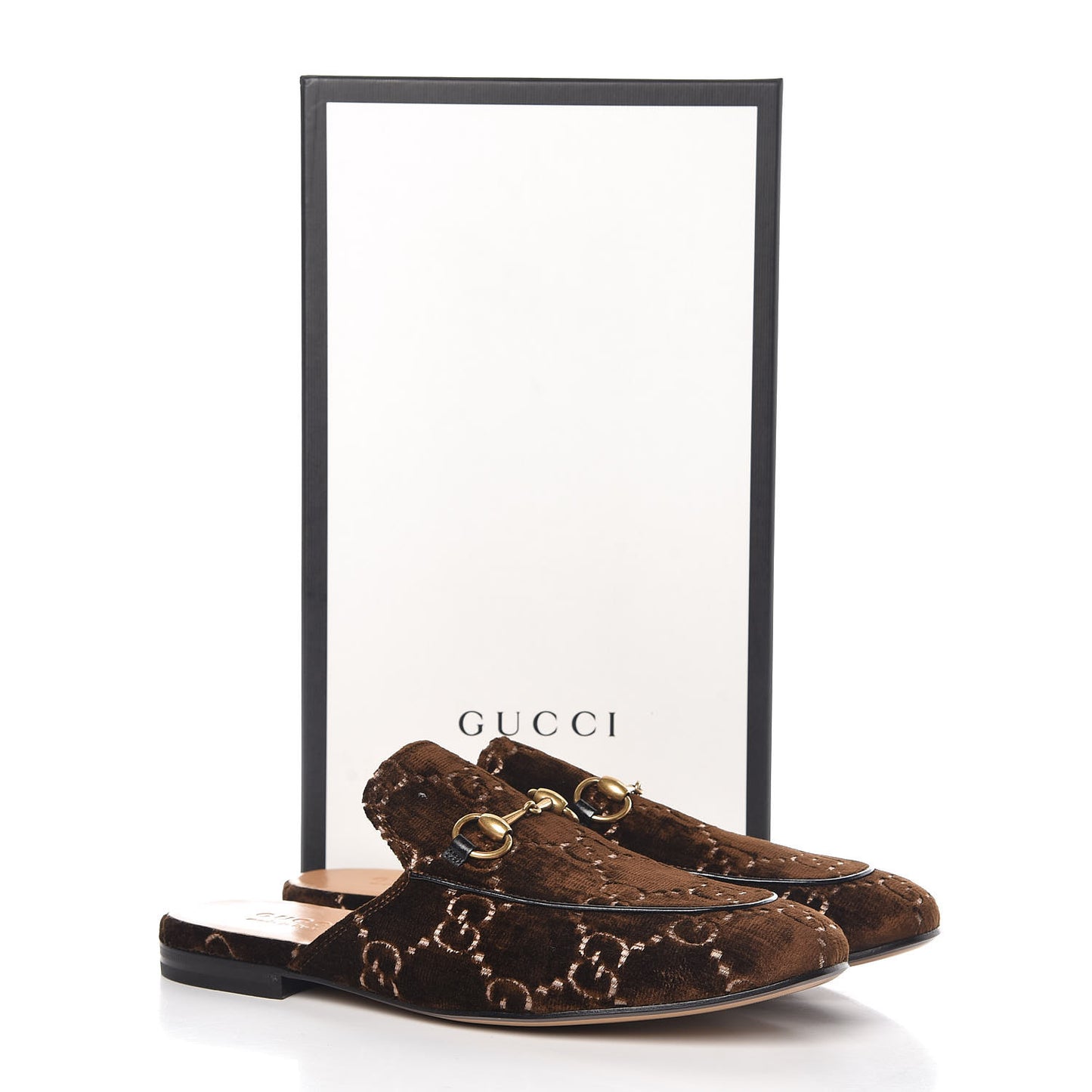 Velvet GG Monogram Mens Princetown Slippers 8 Brown