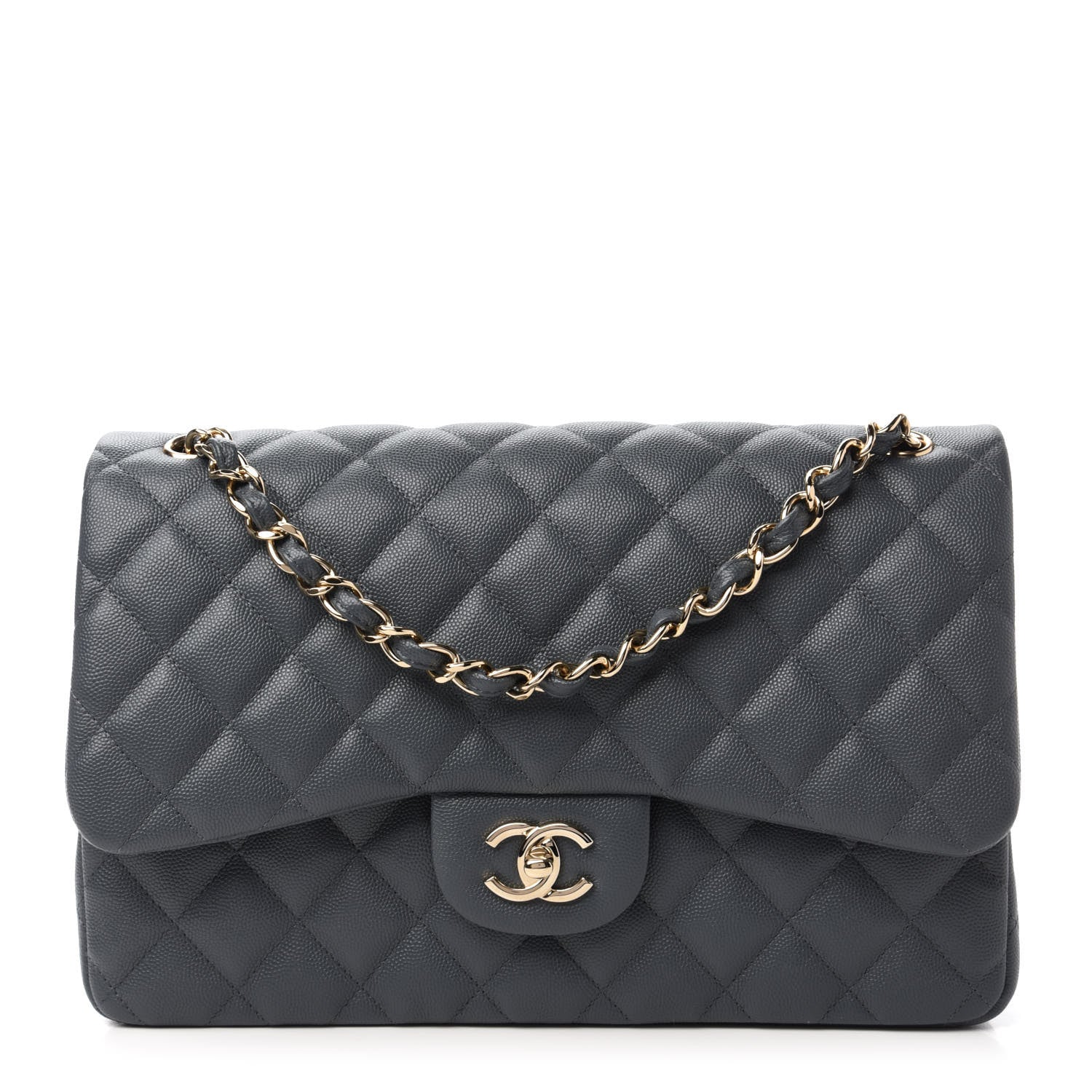 Chanel Caviar Quilted Jumbo Double Flap Dark Grey 1 of 11