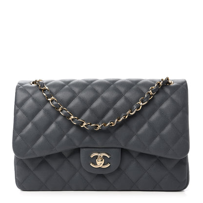 Chanel Caviar Quilted Jumbo Double Flap Dark Grey 1 of 11