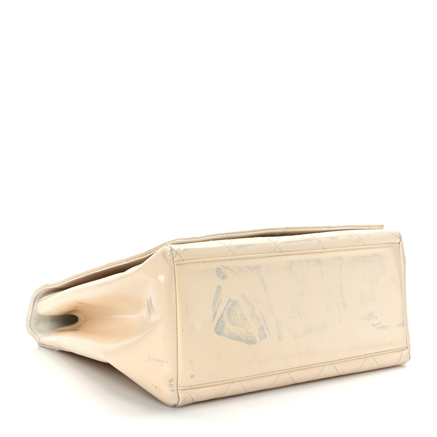 Patent Quilted Flap Bag White