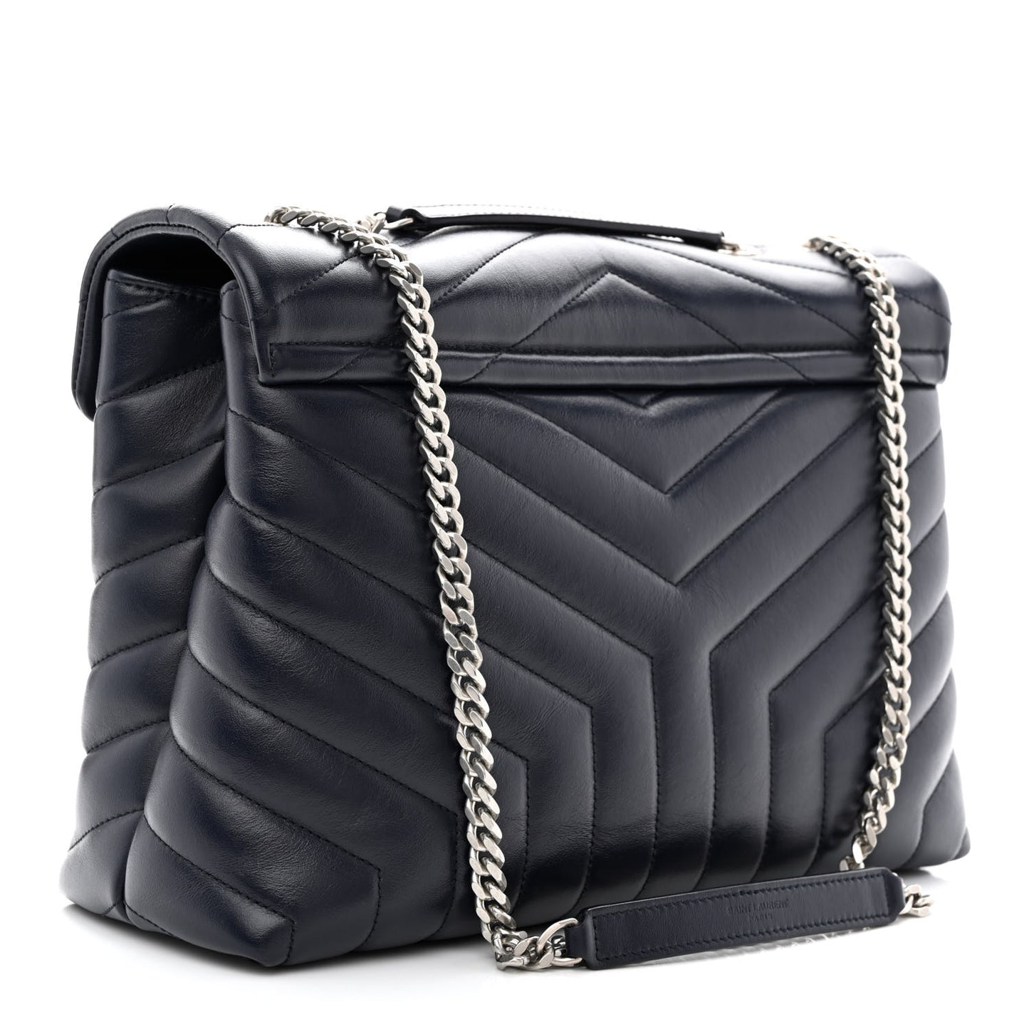 Calfskin Y Quilted Monogram Medium Loulou Chain Satchel Medium Blue