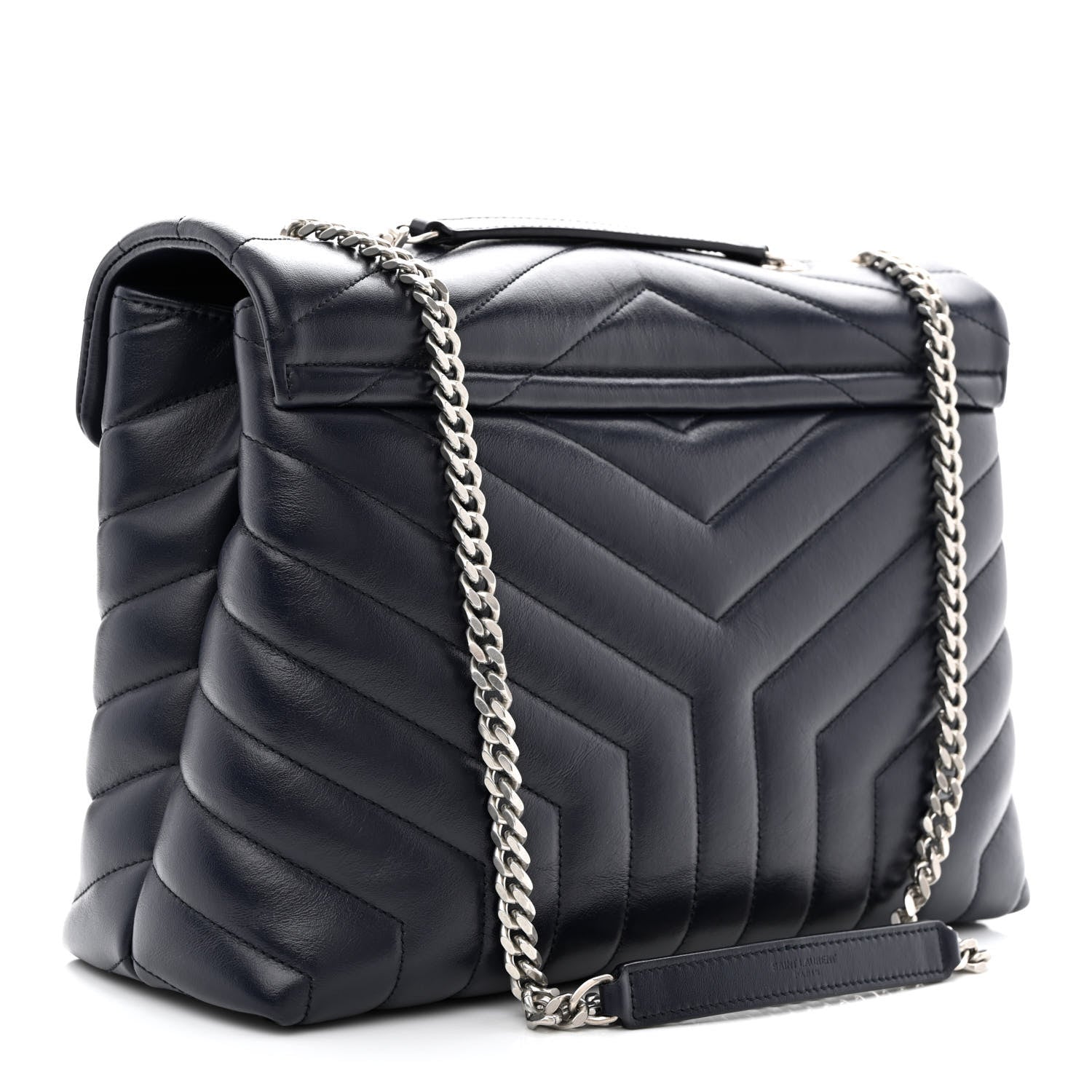 Saint Laurent Calfskin Y Quilted Monogram Medium Loulou Chain Satchel Medium Blue 3 of 11