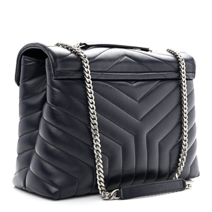 Saint Laurent Calfskin Y Quilted Monogram Medium Loulou Chain Satchel Medium Blue 3 of 11