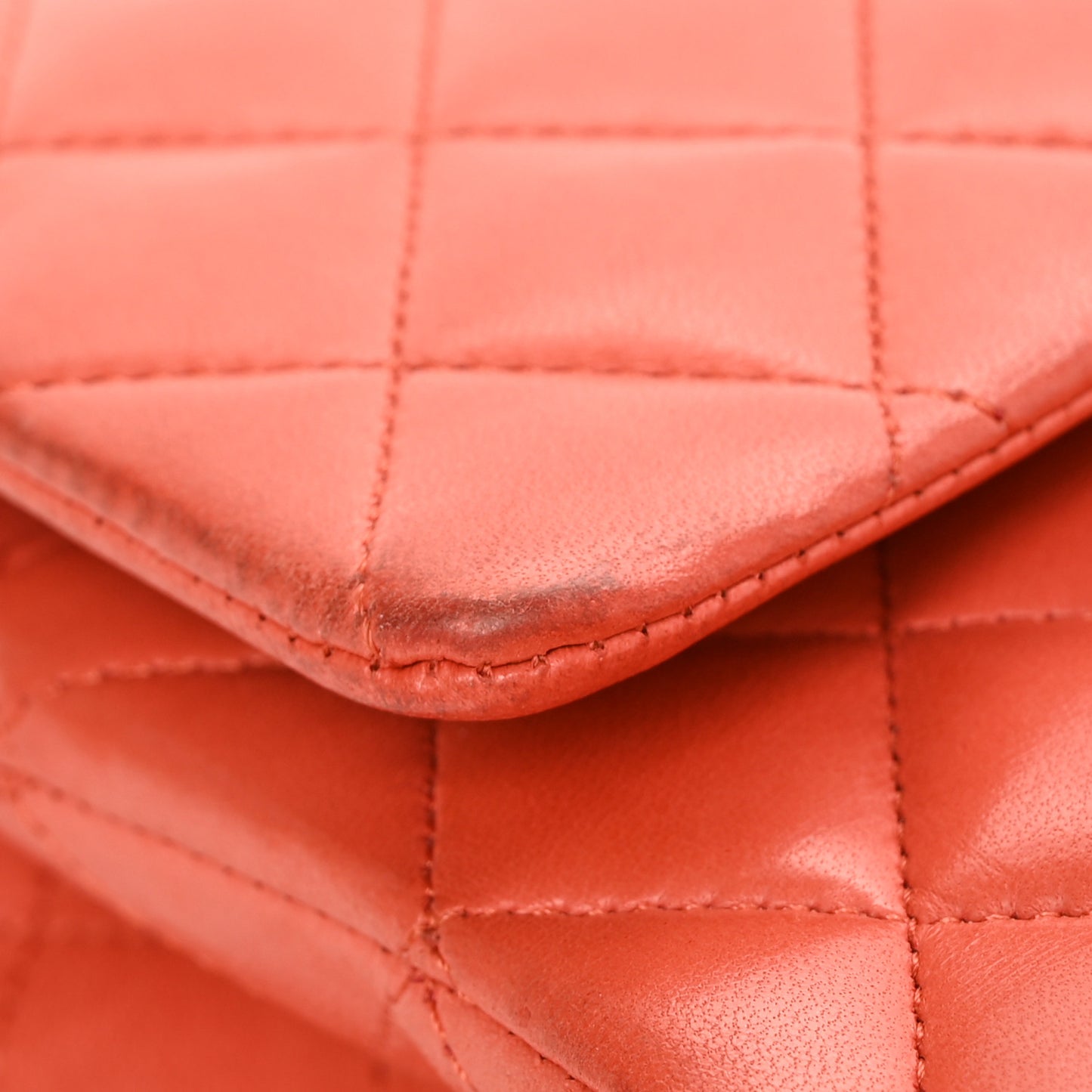 Lambskin Quilted Medium Double Flap Orange