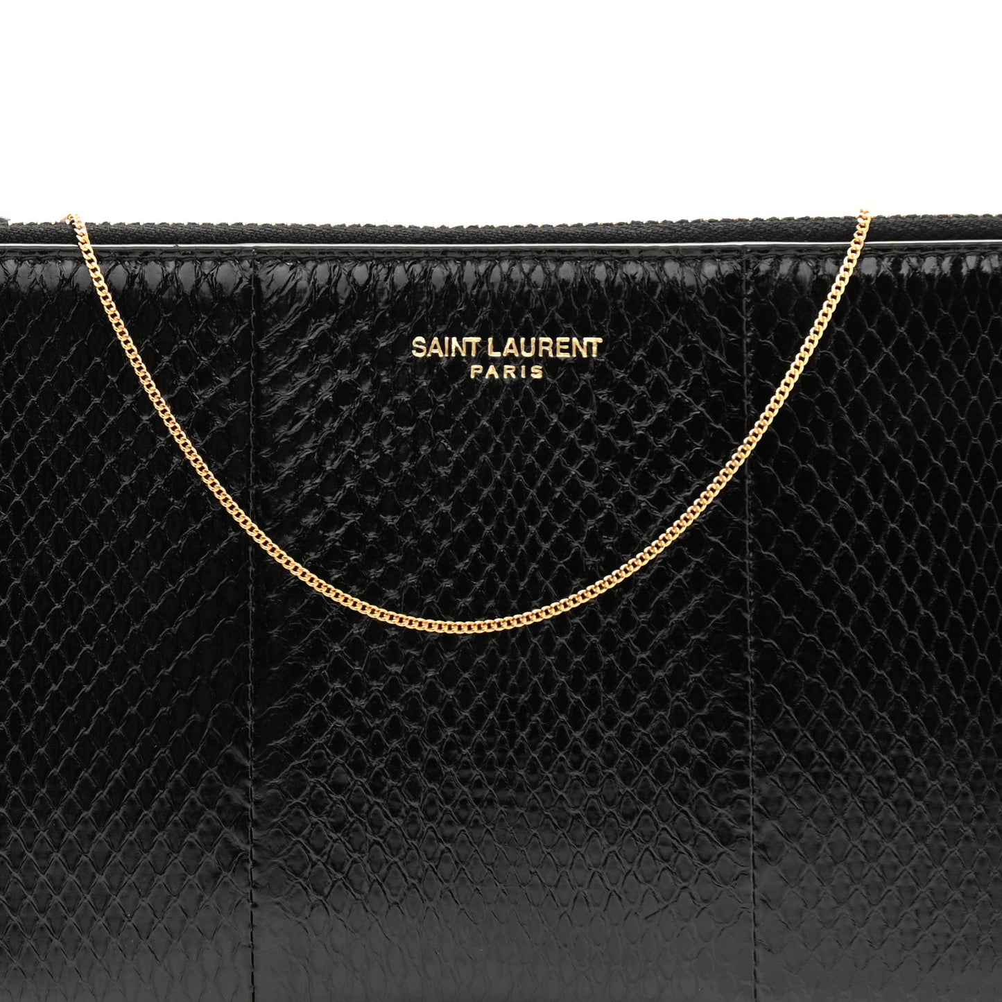 Snakeskin Pouch With Chain Black