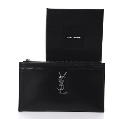 Saint Laurent Smooth Calfskin Monogram Zip Bill Pouch Black 8 of 8