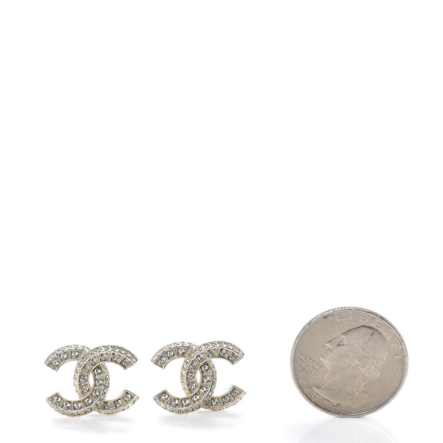 Crystal CC Earrings Light Gold