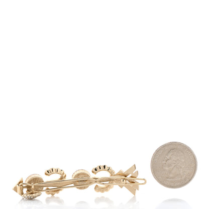 Chanel Pearl Crystal Queen of France Brooch Barrette Gold 2 of 4
