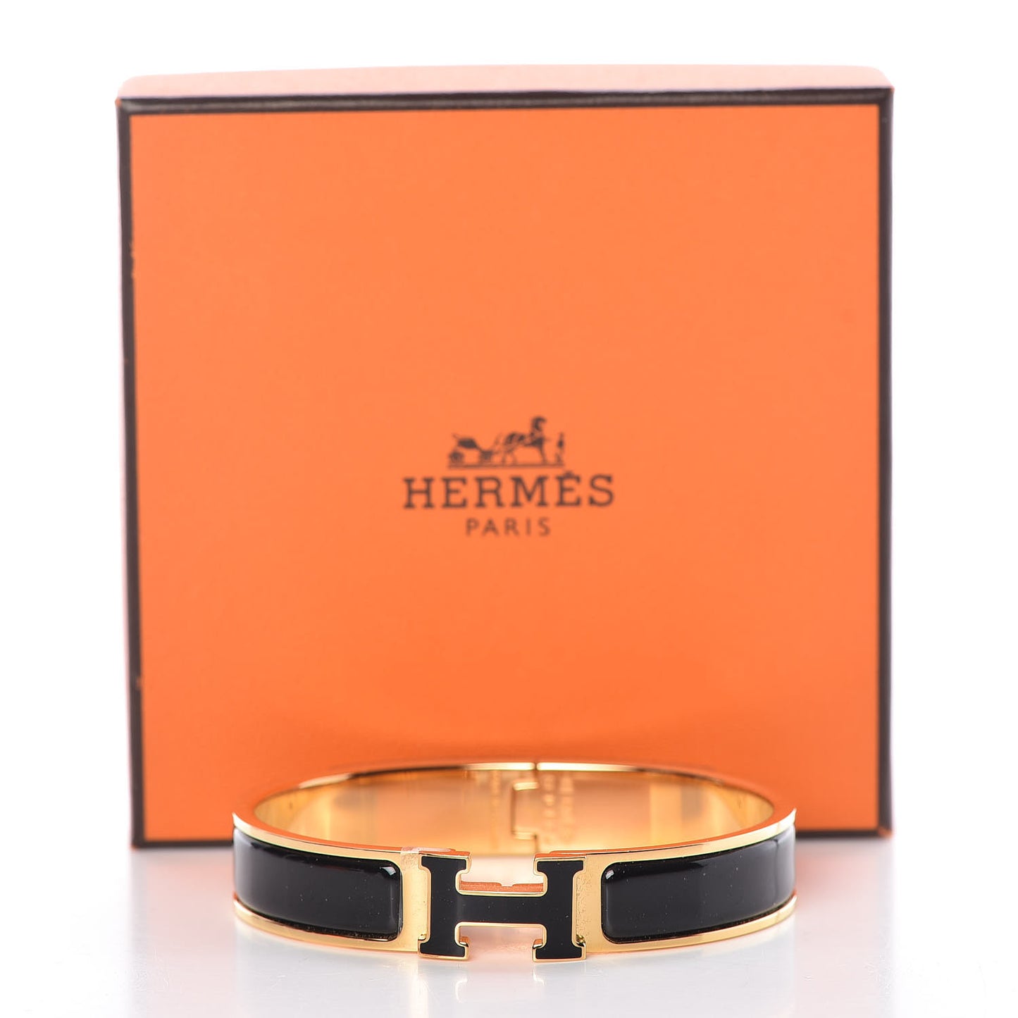 Enamel Narrow Clic Clac H Bracelet GM Black