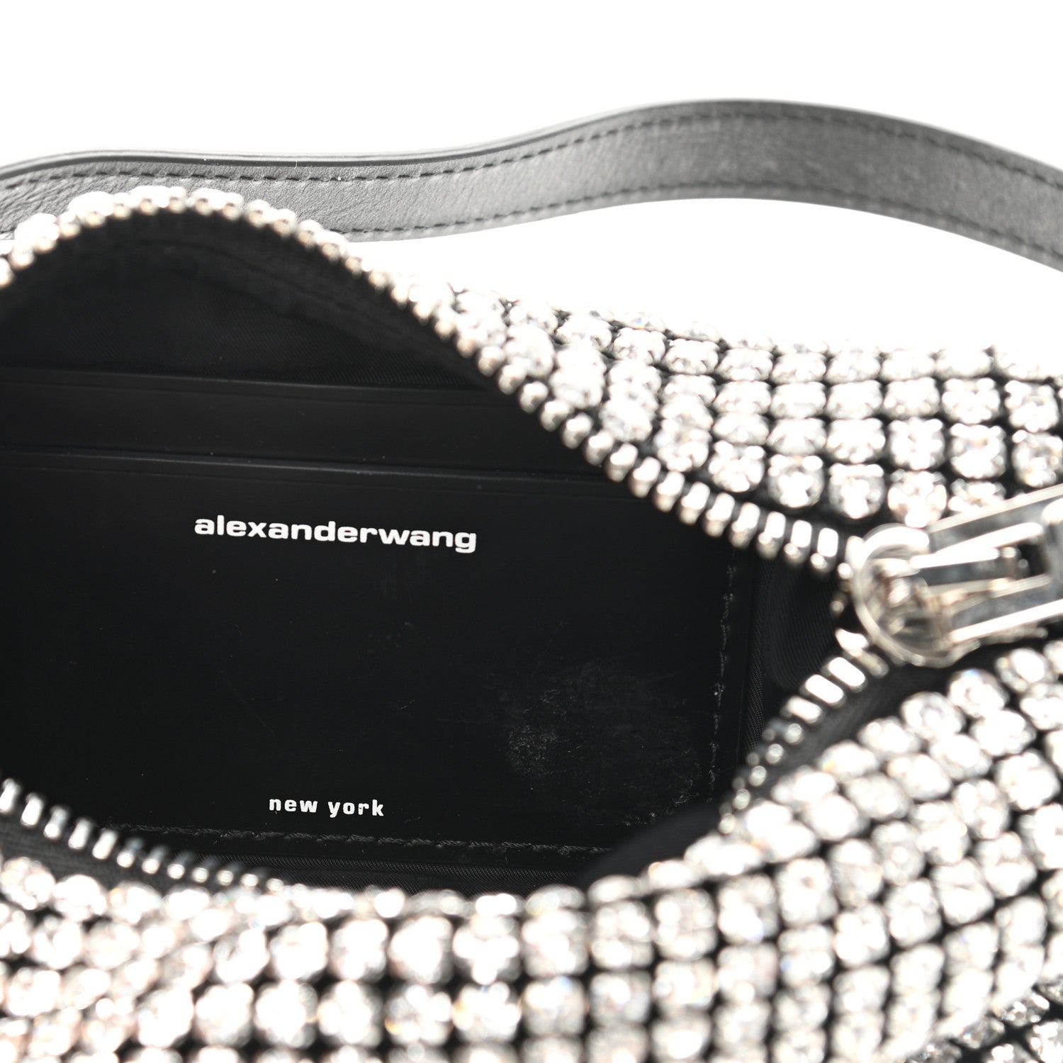 Alexander Wang Mesh Crystal Rhinestone Mini Heiress Pouch Black Silver 11 of 17
