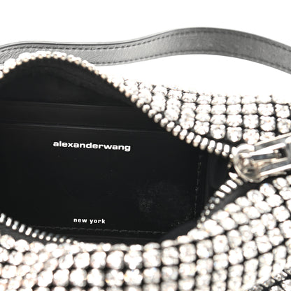 Alexander Wang Mesh Crystal Rhinestone Mini Heiress Pouch Black Silver 11 of 17