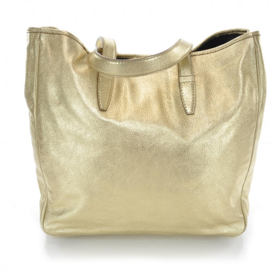 Leather Y-Mail Tote Metallic Gold